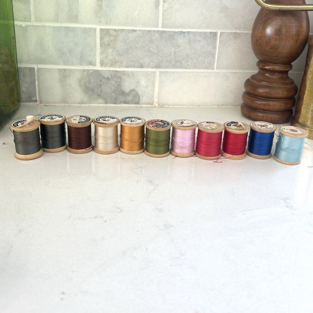 Vintage Coats And Clark’s Mercerized Boilfast Thread Lot Of 11 Wood Spools